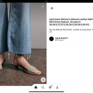 Rag&Bone Melrose Leather Mid Heel sandal, EU 38, US 7.5-8, mint green